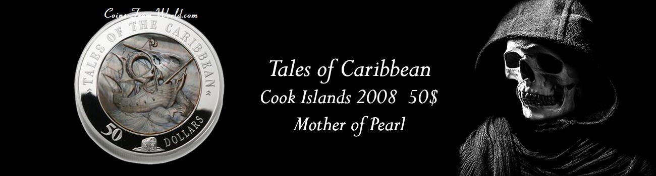 Cook Islands 2008 - 50$ Tales of Caribbean Mother of Pearl - 5 oz